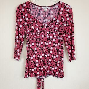 Christopher & Banks Pint Printed Blouse Sz M